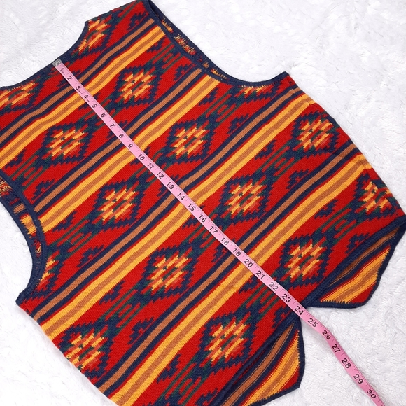 Structure size XL vintage Aztec Southwestern button up knit sweater vest boho - Picture 5 of 7